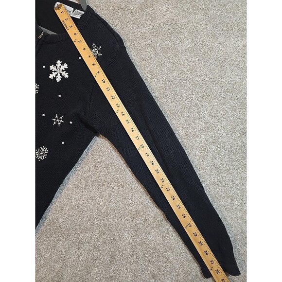 B.P. Design Christmas Cardigan Sweater Snow Globe Beaded Embroidered Snowman M - Picture 5 of 12